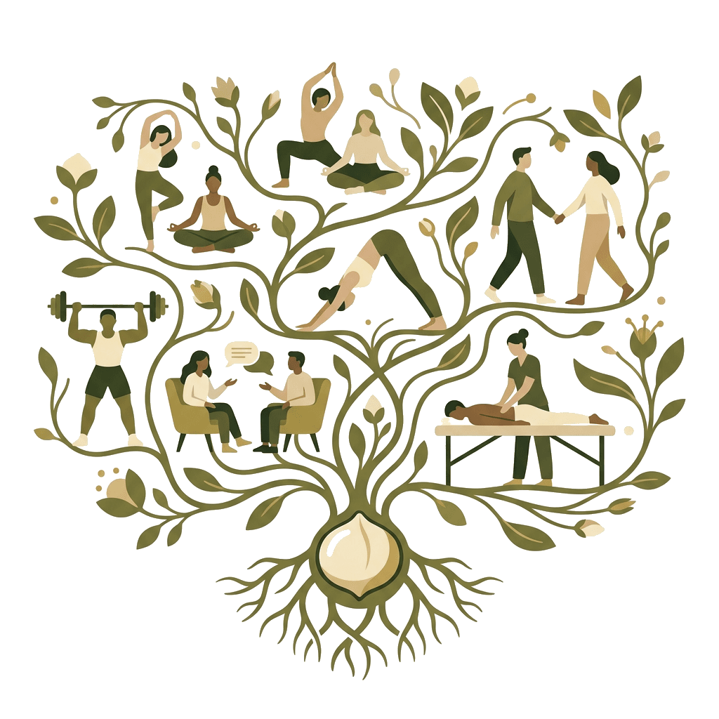 A macadamia seed sprouting into a website, calendar, and booking system